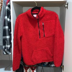 Female red sweater